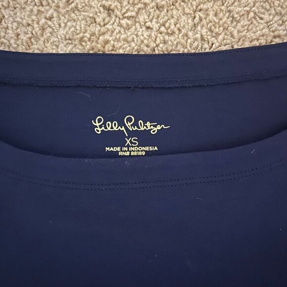 Lilly Pulitzer UPF 50+ Sophie Dress Navy Blue 3/4 sleeve gold button size XS - Picture 7 of 12